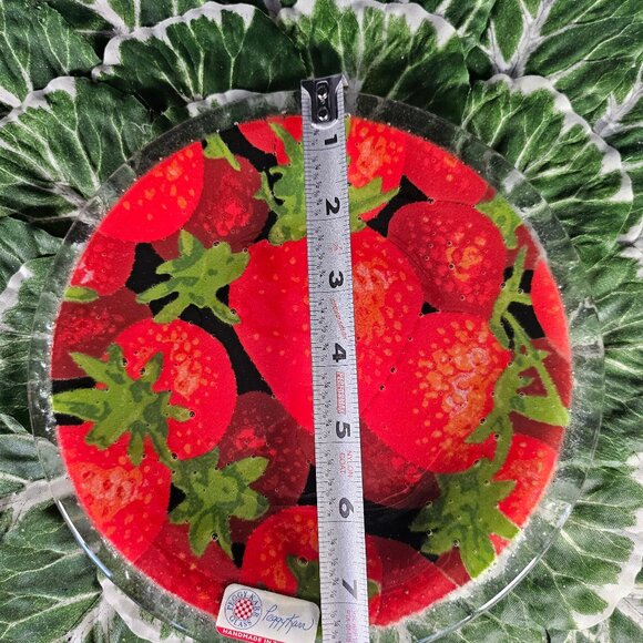 Peggy Karr 8" Strawberry Plate SWO8P Fused Art Glass Plate In Box Signed P KARR - Picture 9 of 11